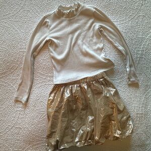 Crewcuts Girls Skirt and Top Combo - Gold and White